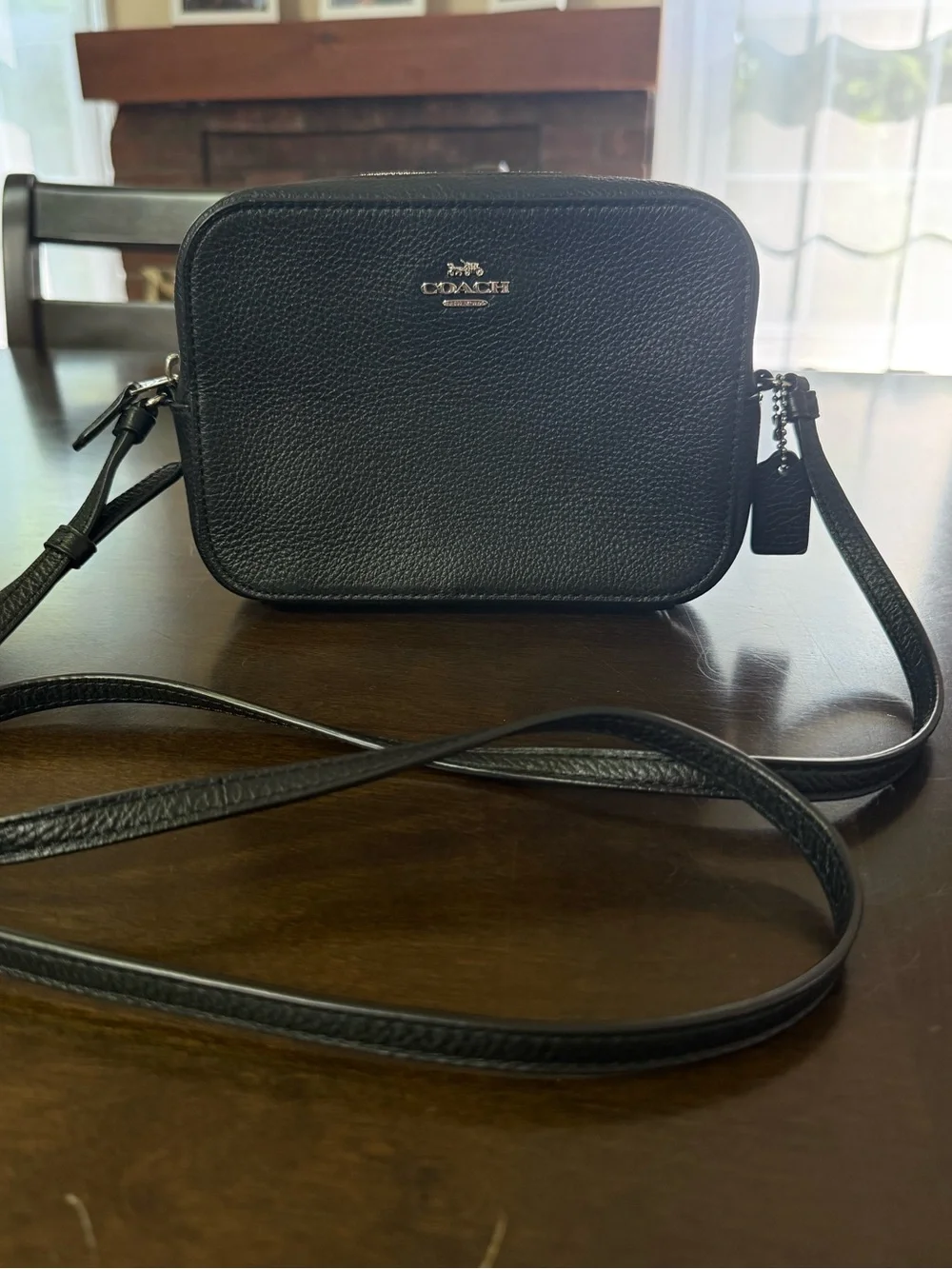 Coach Black Pebbled Leather Mini Camera Bag
